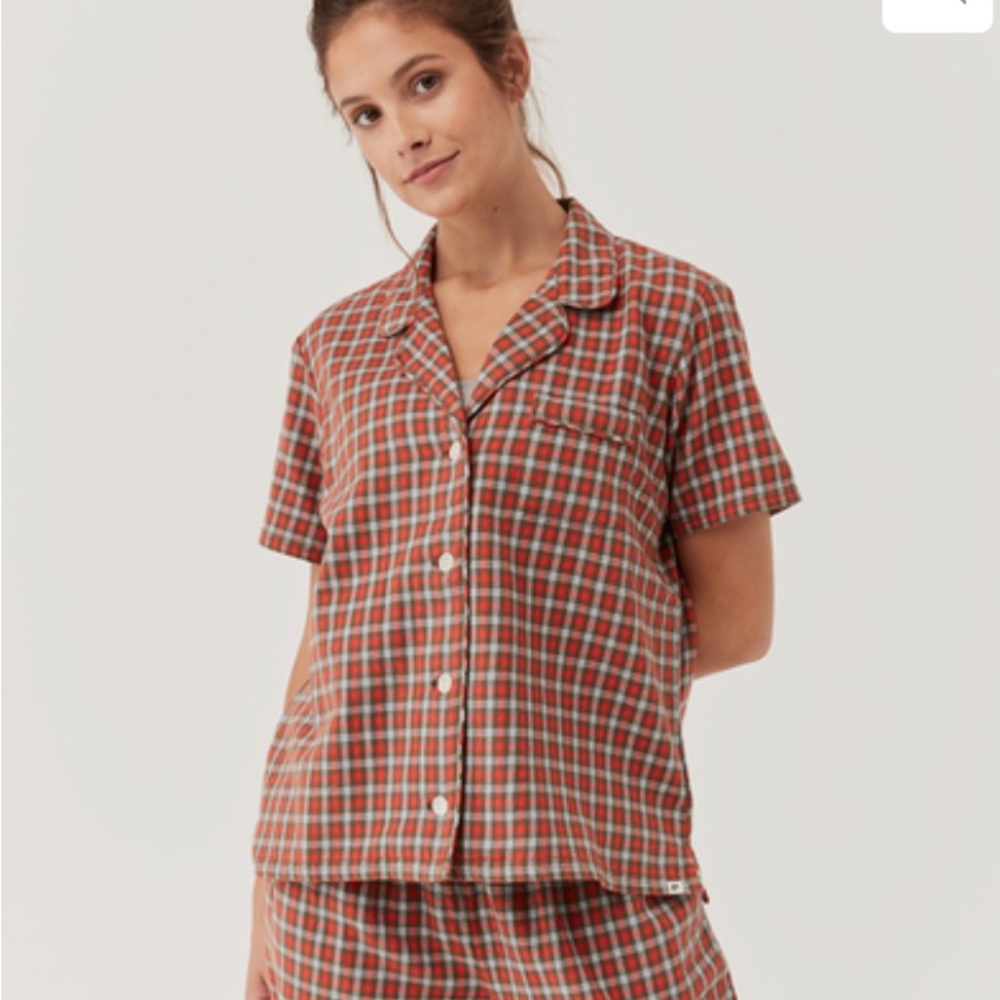 Pact Fireside plaid flannel pajamas- top